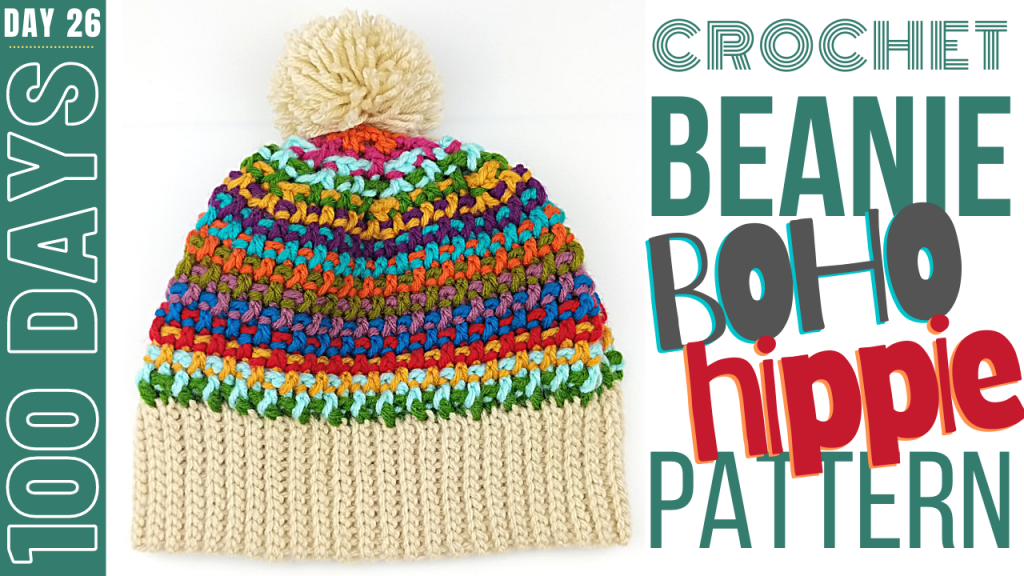 How to crochet a beanie - day 26 - colorful beanie crochet pattern