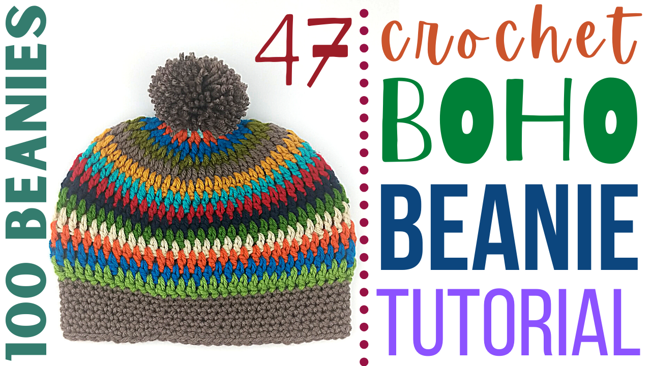 How to Crochet a Beanie Day 47 DIY Crochet Colorful Beanie Tutorial