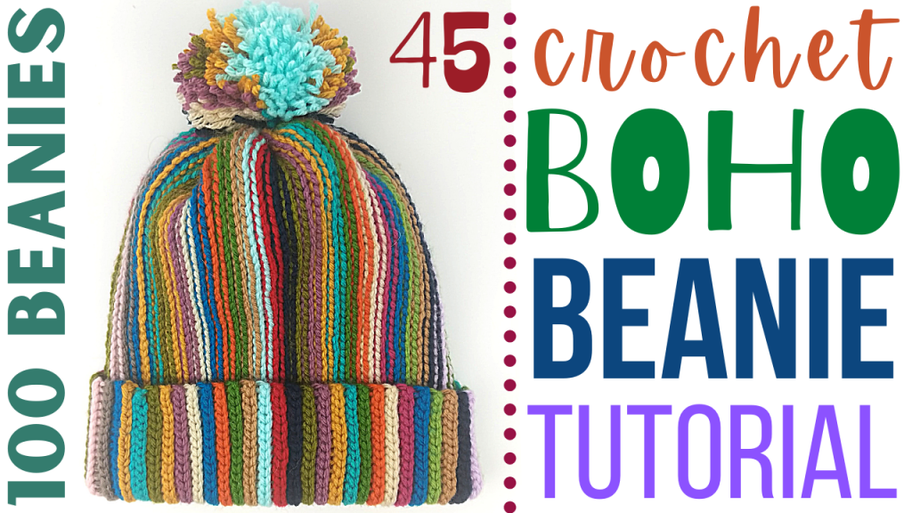 how to crochet a beanie - diy crochet colorful beanie - day 45