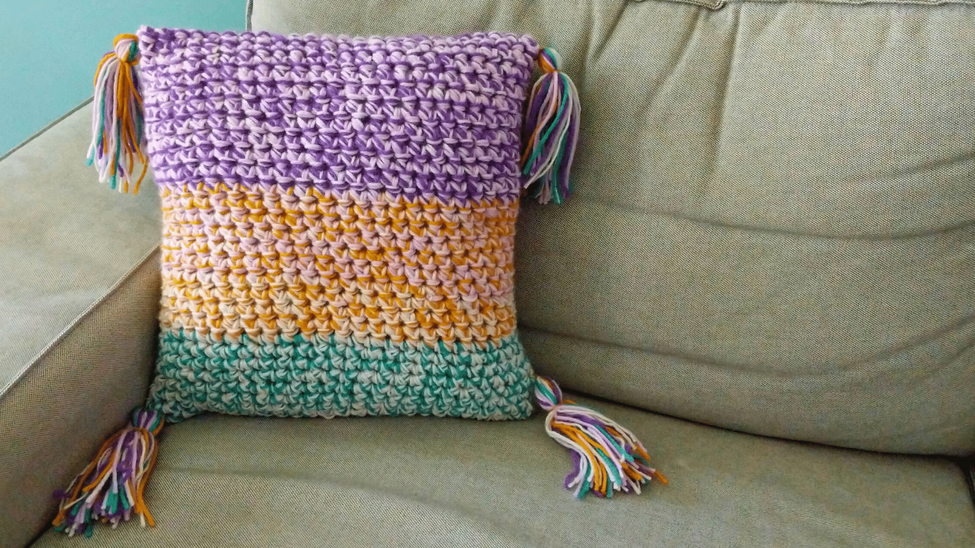 Quick and Easy Crochet Throw Pillow Slip Cover with Scrap Yarn