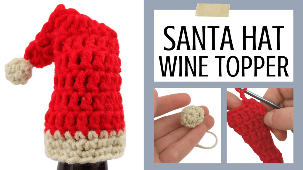 Crochet Wine Bottle Topper - Santa Hat