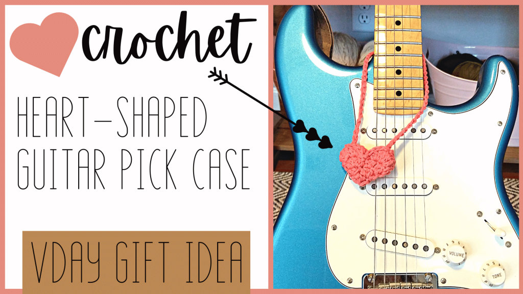 Crochet Heart Guitar Pick Case Hanging